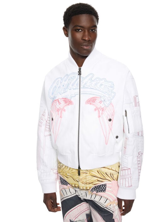 OFF WHITE Skyline Cropped Bomber WHITE 44MEH05ZZ26F003