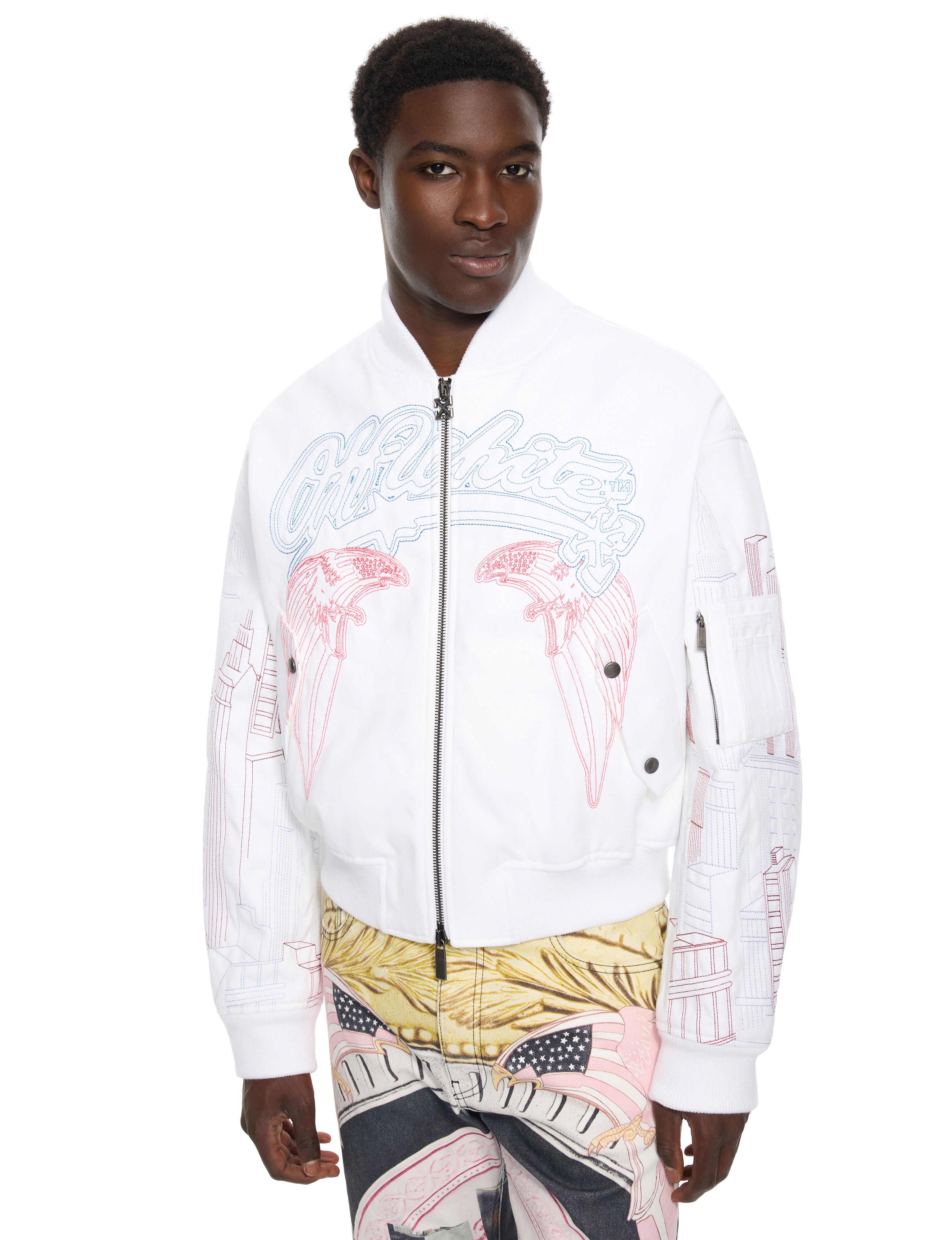 OFF WHITE Skyline Cropped Bomber WHITE 44MEH05ZZ26F003
