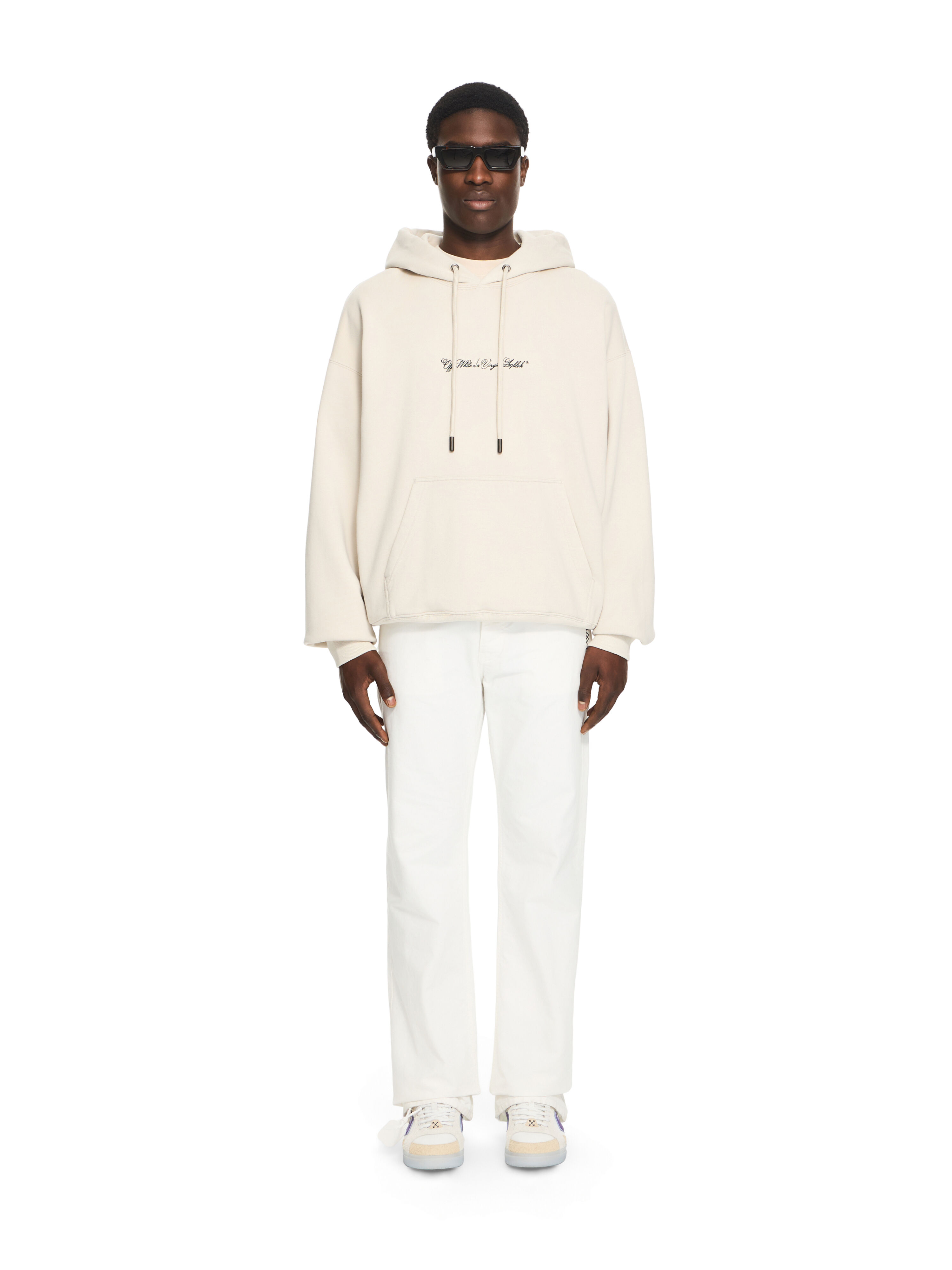 OFF WHITE Script Arrow Diagonal Skate Hoodie PUMICE STONE 44MBB085S26F004