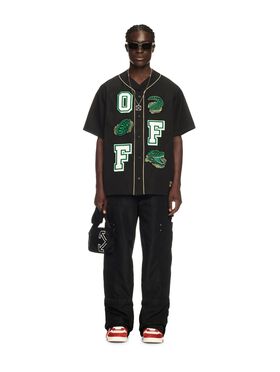 OFF WHITE Maglia Da Baseball Nera Con Motivo Crocodile NERO OMGG014S25FAB002