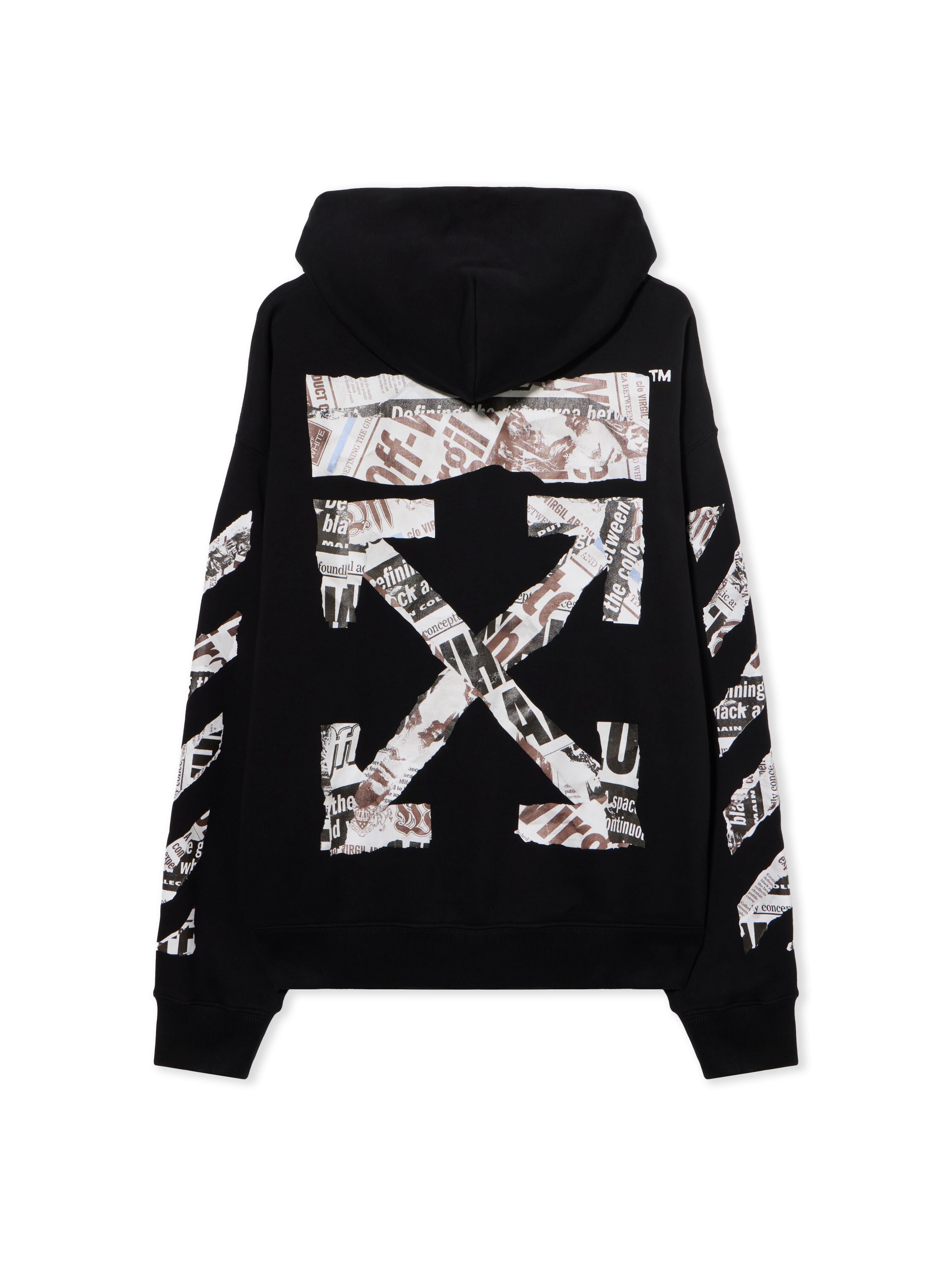 OFF WHITE Newspaper Arrow Skate Hoodie BLACK - WHITE OMBB085F25FLE00E