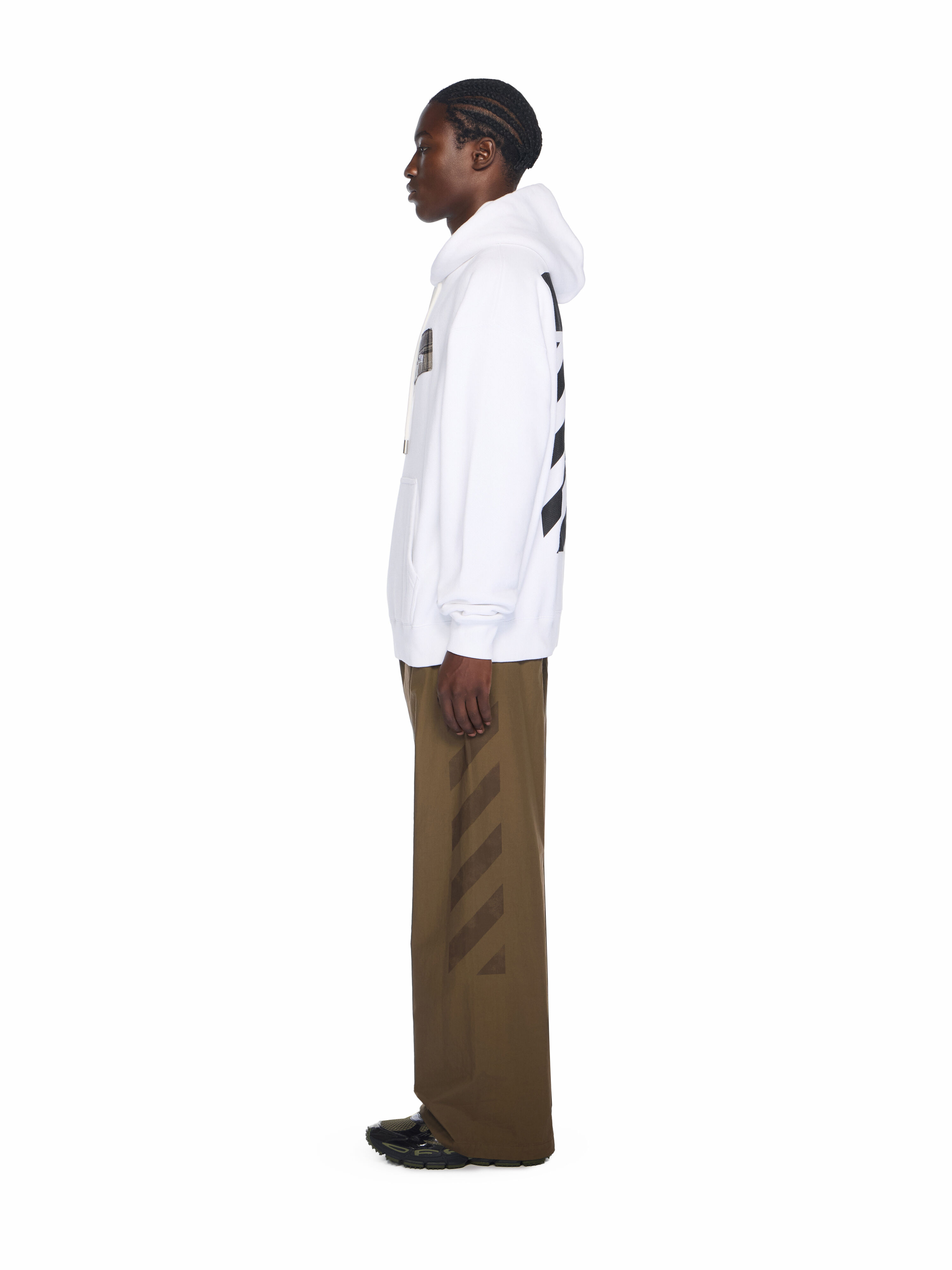 Diagonal Flannel Hoodie OFF WHITE Diagonal Flannel Hoodie WHITE - BLACK OMBB085F25FLE00S