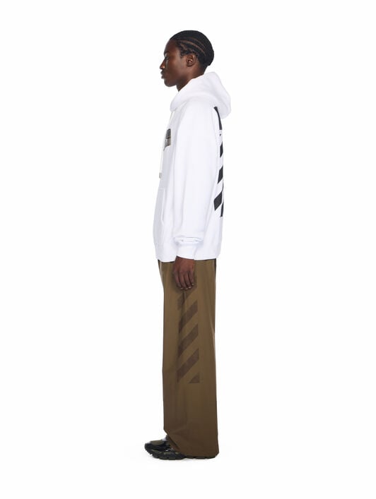 Diagonal Flannel Hoodie OFF WHITE Diagonal Flannel Hoodie WHITE - BLACK OMBB085F25FLE00S