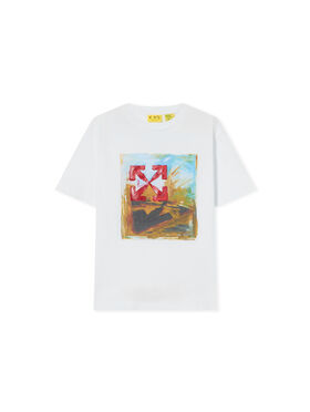 OFF WHITE Arrow Painting Short Sleeve T-Shirt WHITE 44BAA002F26J003