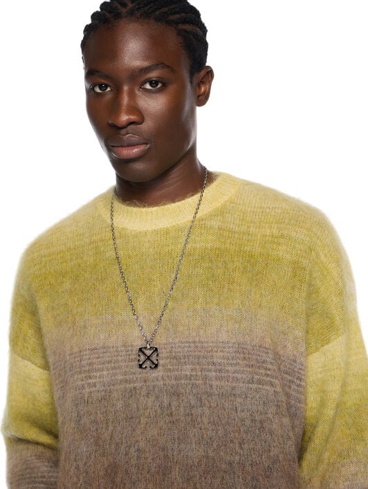 Mohair Arrow Gradient Crewneck Sweater OFF WHITE Mohair Arrow Gradient Crewneck Sweater GREEN MOSS - BEECH OMHE170F25KNI001