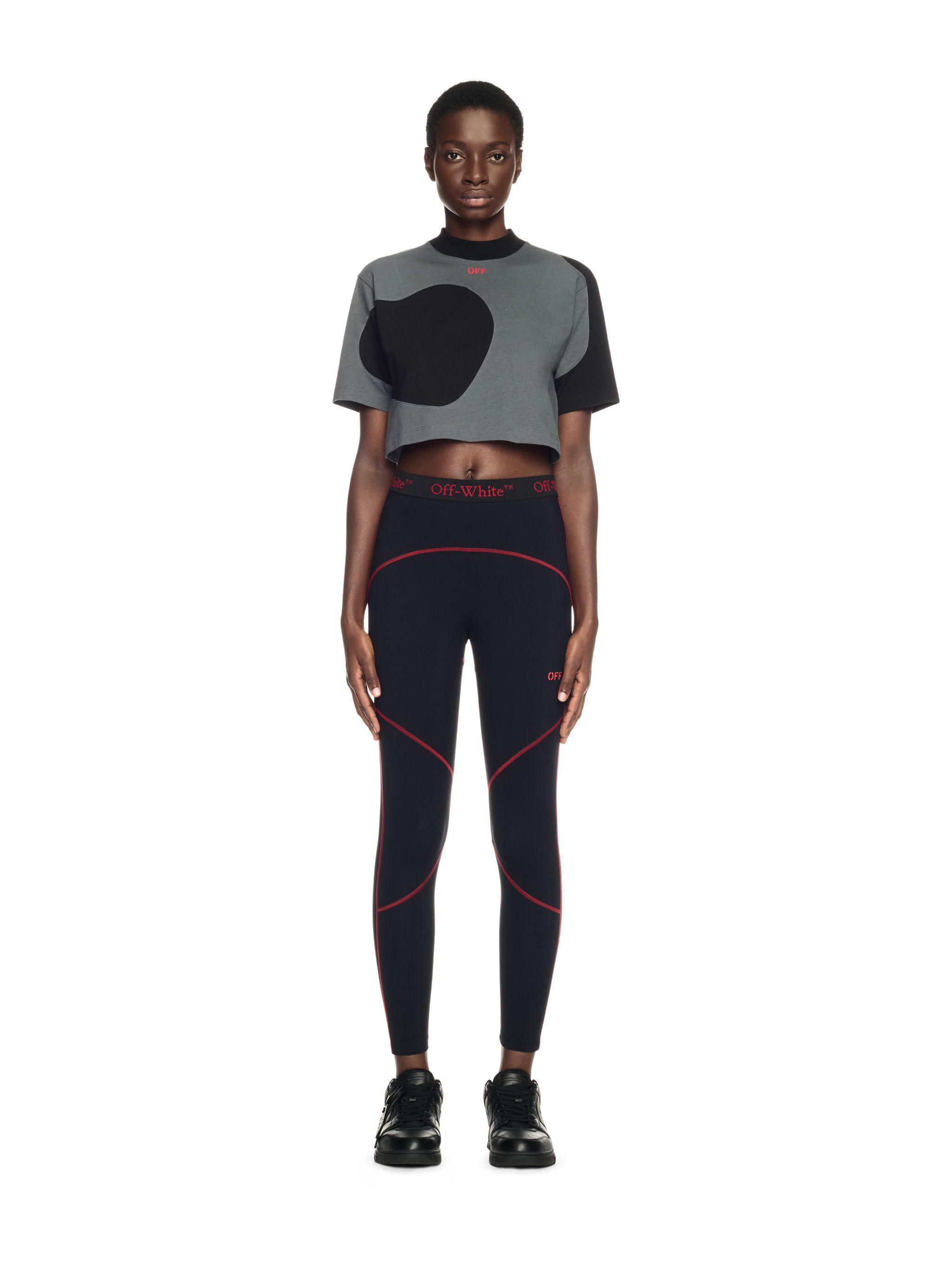 OFF WHITE Black Cropped Golf T-Shirt GREY OWAA132T24JER001