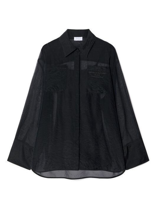 OFF WHITE Black Organza Shirt Dress BLACK OWDG00BS25FAB001