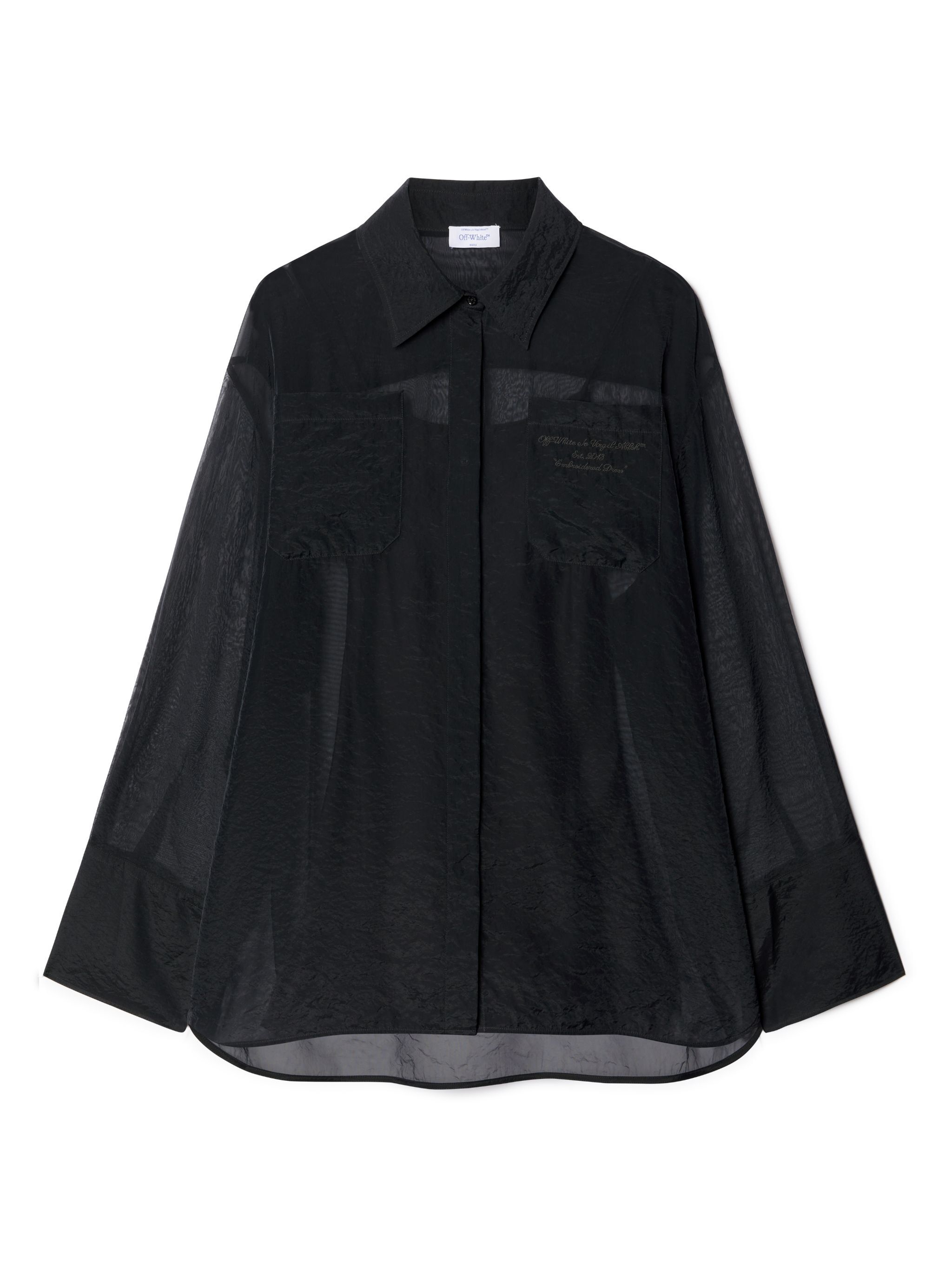 OFF WHITE Black Organza Shirt Dress BLACK OWDG00BS25FAB001