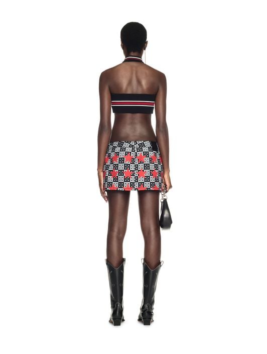 Printed Star Denim Skirt OFF WHITE Printed Star Denim Skirt BLACK OWYF02AW24DEN001