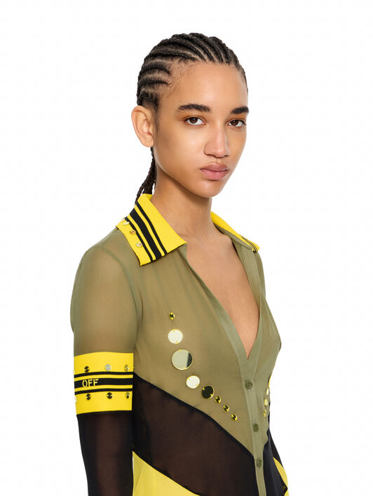 OFF WHITE Geo Mirror Rib Col Block Shirt Mayfly Blazing Yellow 29B00273T