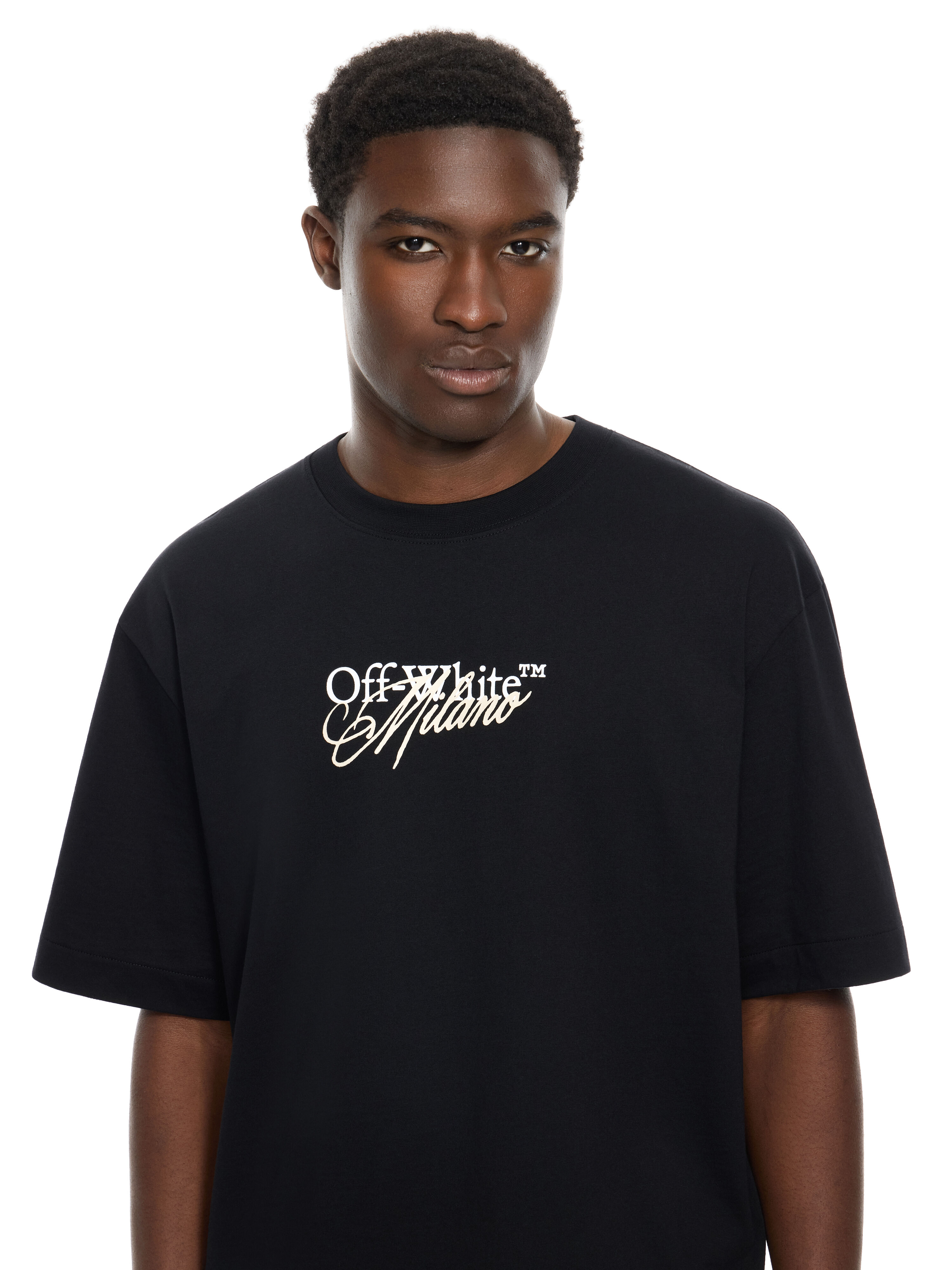 OFF WHITE Milano City Garments Skate  T-Shirt BLACK 44MAA120S26J01G