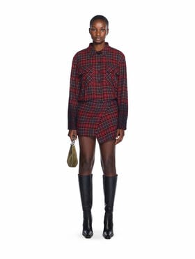 OFF WHITE Check Flannel Arrow Dress BORDEAUX/PURPLE-BLUE IRIS OWDG00CF25FAB001