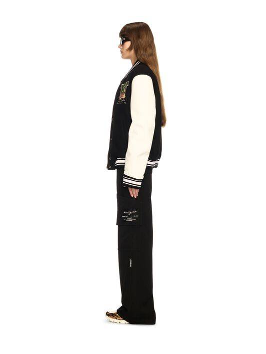 OFF WHITE Black Flowers Varsity Jacket BLACK OWEK006S25FAB003