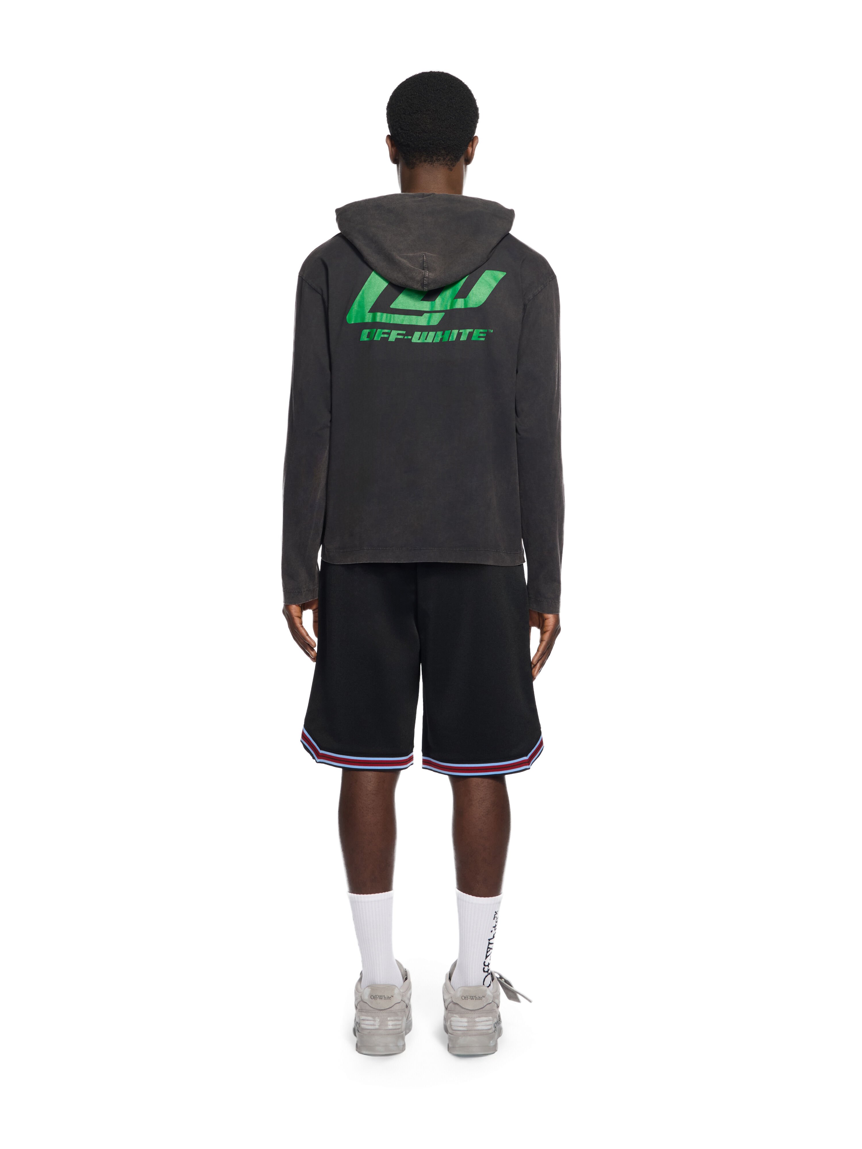 OFF WHITE Desert Ow 90S Hooded L/S Tee VINTAGE BLACK - GREEN OMAB09DW25JER001