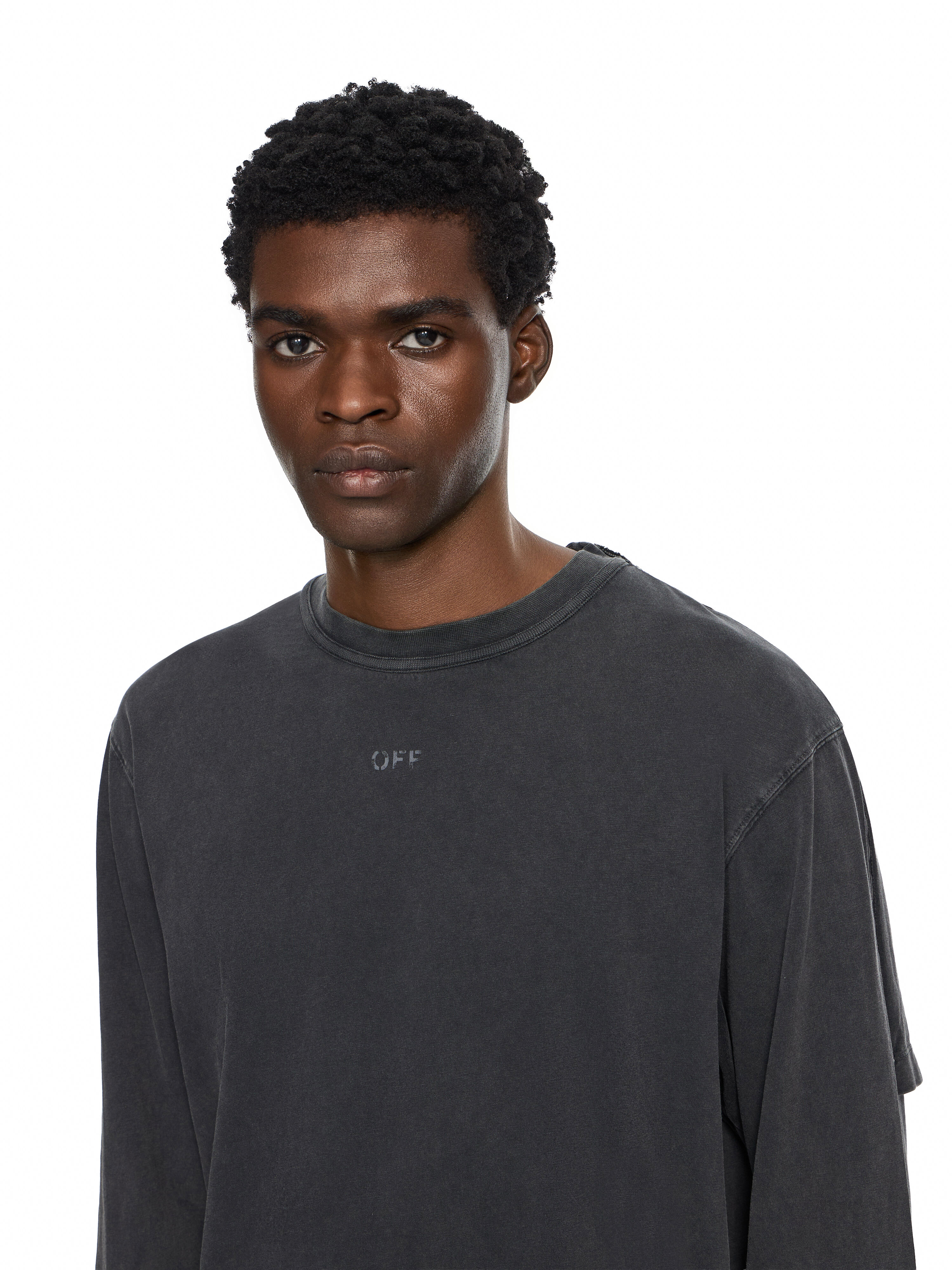 Swimming Face Long Sleeve T-Shirt OFF WHITE Swimming Face Long Sleeve T-Shirt VINTAGE BLACK 44MAB09KF26J003