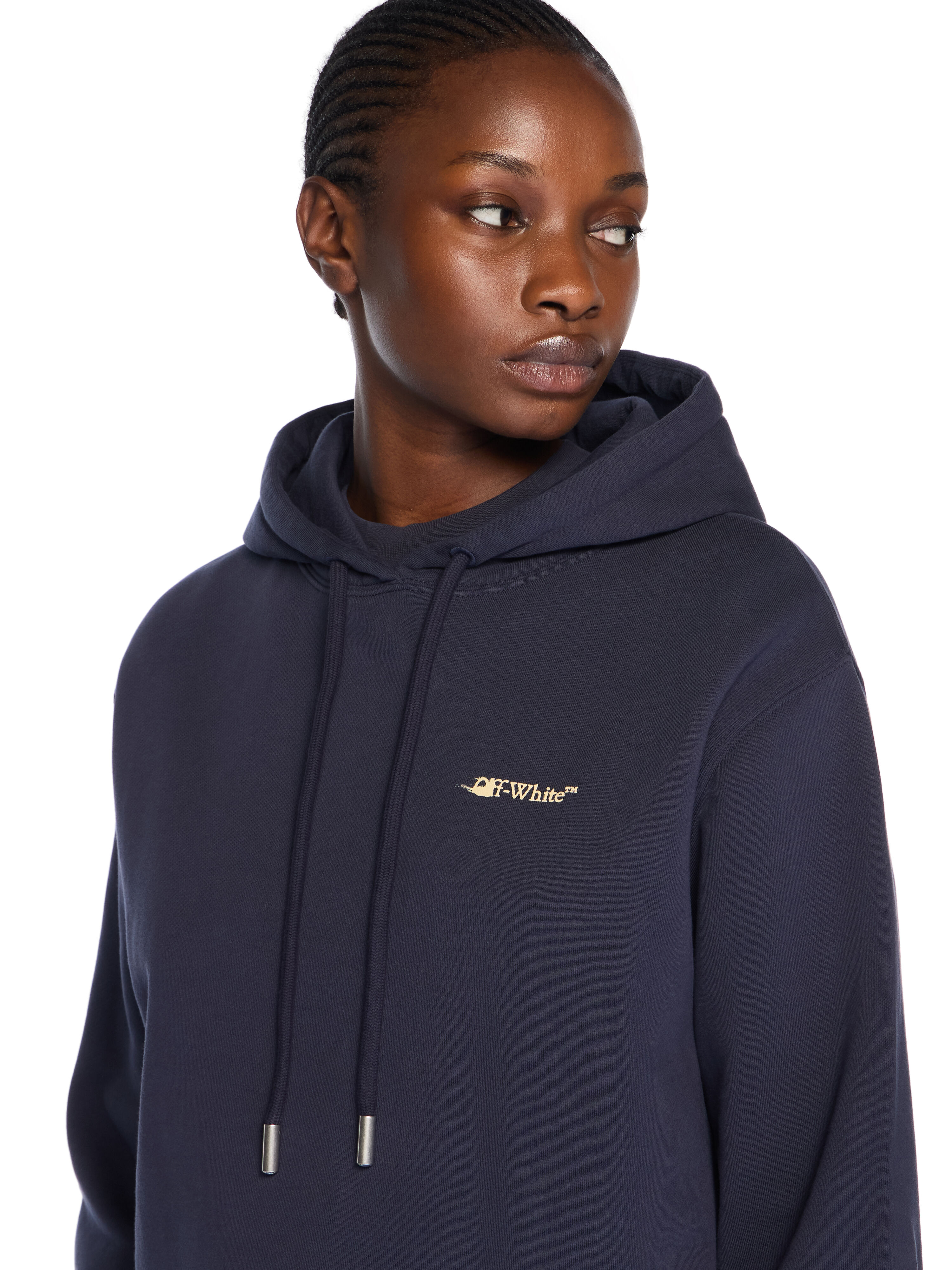 Ink Arrow Regular Logo Hoodie OFF WHITE Ink Arrow Regular Logo Hoodie DARK SAPPHIRE-DOUBLE CREAM OWBB035F25FLE002