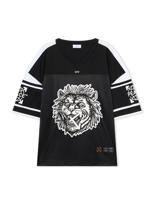Lion Mesh Football Tee OFF WHITE Lion Mesh Football Tee BLACK - WHITE OMAD003F25JER001