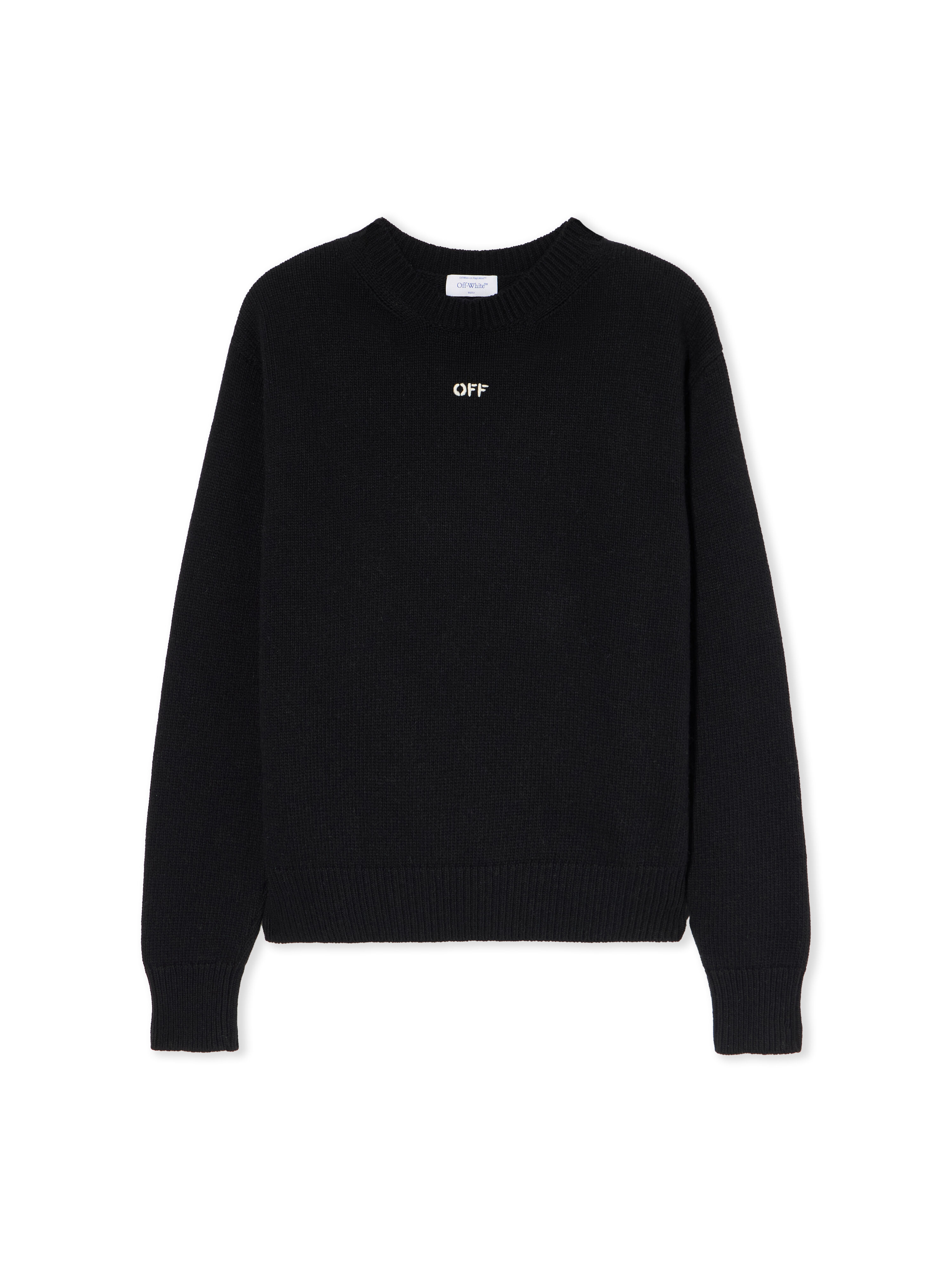 OFF WHITE Thinkman Arrow Knit Crewneck BLACK - WHITE OMHE20NF25KNI001