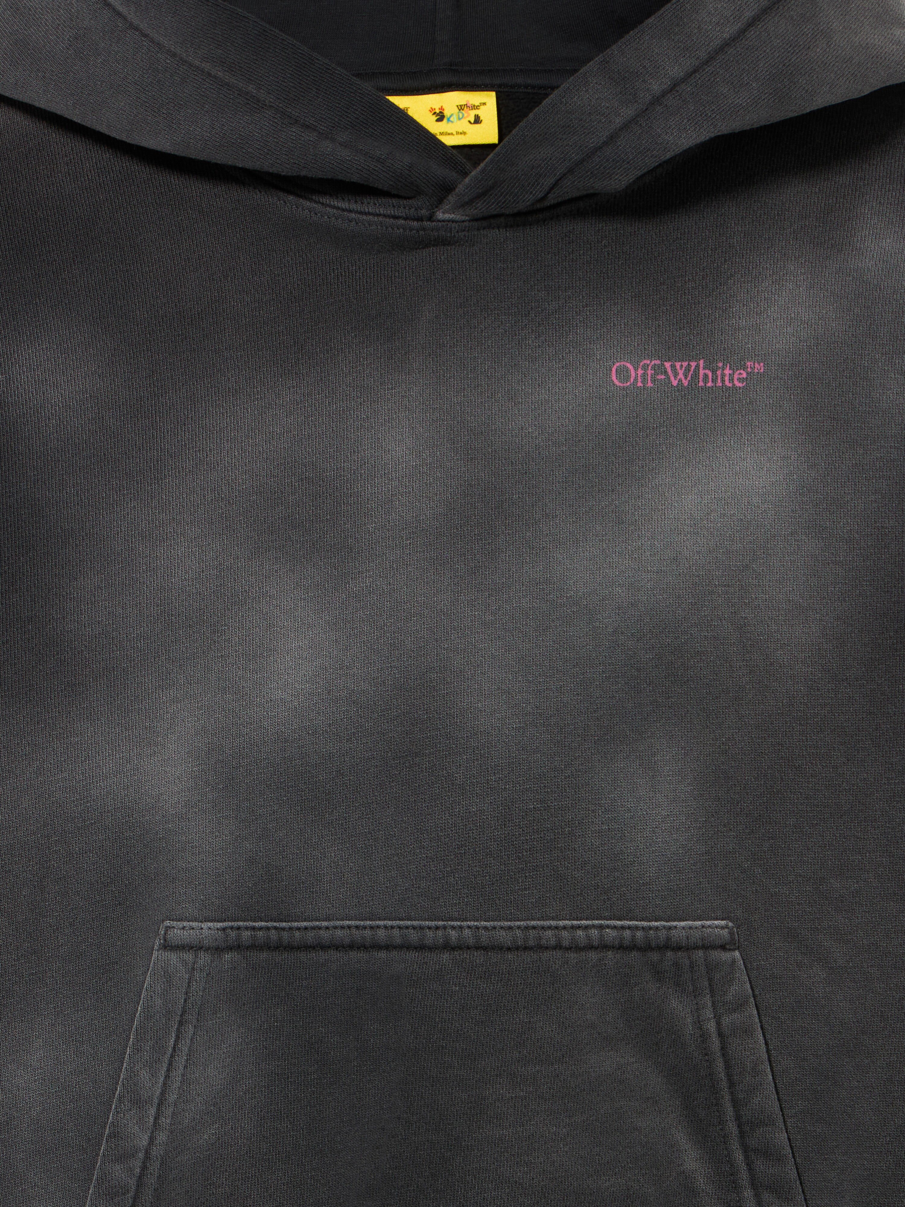 OFF WHITE Bookish Acid Logo Hoodie DARK GREY - FUCHSIA OGBB002F25FLE005