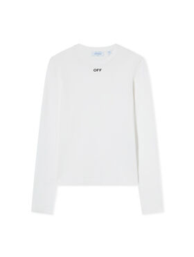 OFF WHITE Off Stamp Ribbed Long Sleeves T-Shirt White-Black 2FB00674T