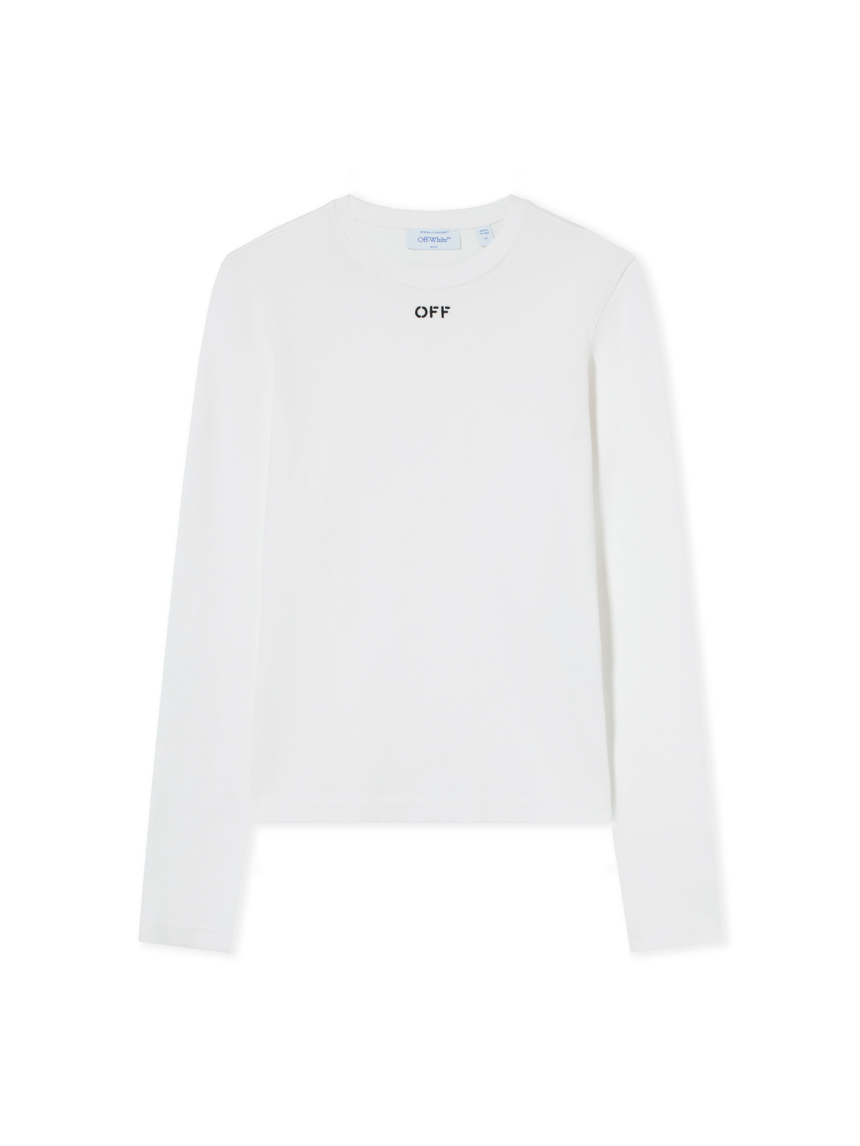 Off Stamp Ribbed Long Sleeves T-Shirt OFF WHITE Off Stamp Ribbed Long Sleeves T-Shirt White-Black 2FB00674T