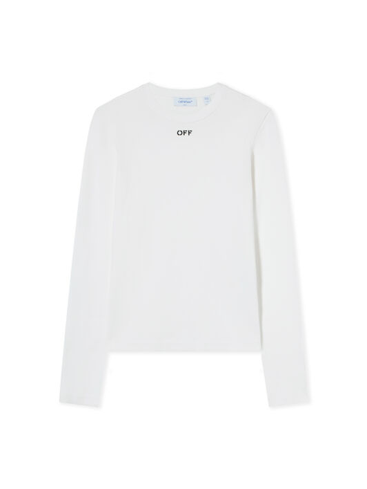Off Stamp Ribbed Long Sleeves T-Shirt OFF WHITE Off Stamp Ribbed Long Sleeves T-Shirt White-Black 2FB00674T