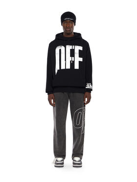 OFF WHITE Big Off Diagonal Skate Hoodie BLACK - WHITE OMBB085F25FLE00Q