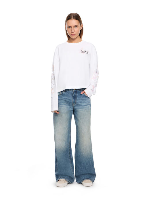 LAB L/AB Diagonal Long-Sleeved T-Shirt Bright White LABF2639B00107T