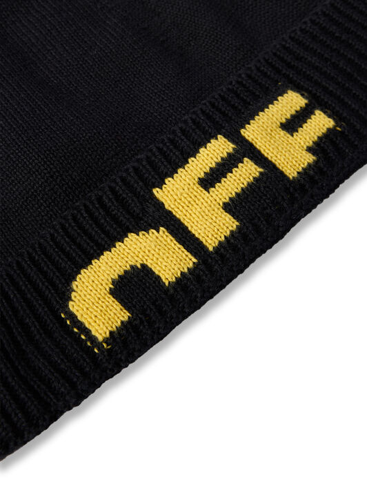 OFF WHITE Type Logo Beanie BLACK - YELLOW OBLC001F25KNI002