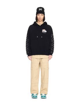 OFF WHITE Black Fresco Arrow Hoodie  OMBB085S25FLE005