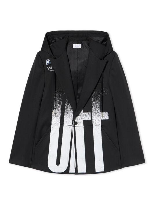 OFF WHITE Big Off Gradient Wool Hood Jacket BLACK - WHITE OMEN09LF25FAB001
