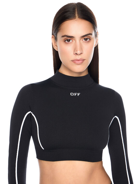OFF WHITE Off Stamp Seamless Crop Top BLACK - WHITE OWVB04EC99KNI001