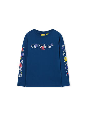 OFF WHITE Bookish Diag Back To School Long Sleeve T-Shirt ESTATE BLUE 44BAB001F26J003