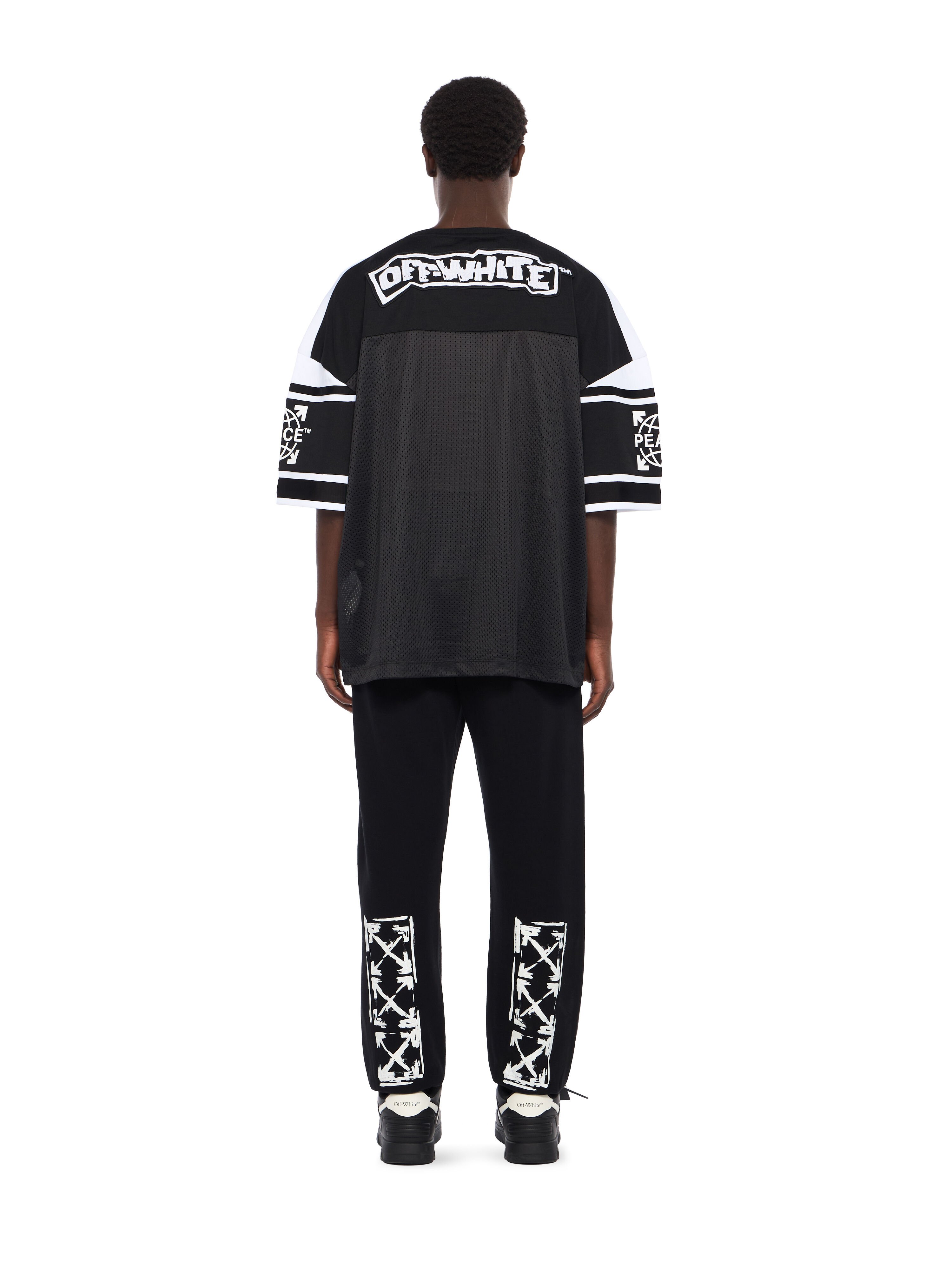 OFF WHITE Lion Mesh Football Tee BLACK - WHITE OMAD003F25JER001