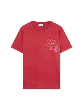 OFF WHITE Outline Arrow Logo Tee Shirt CORAL RED - WHITE OMAA027F25JER00D