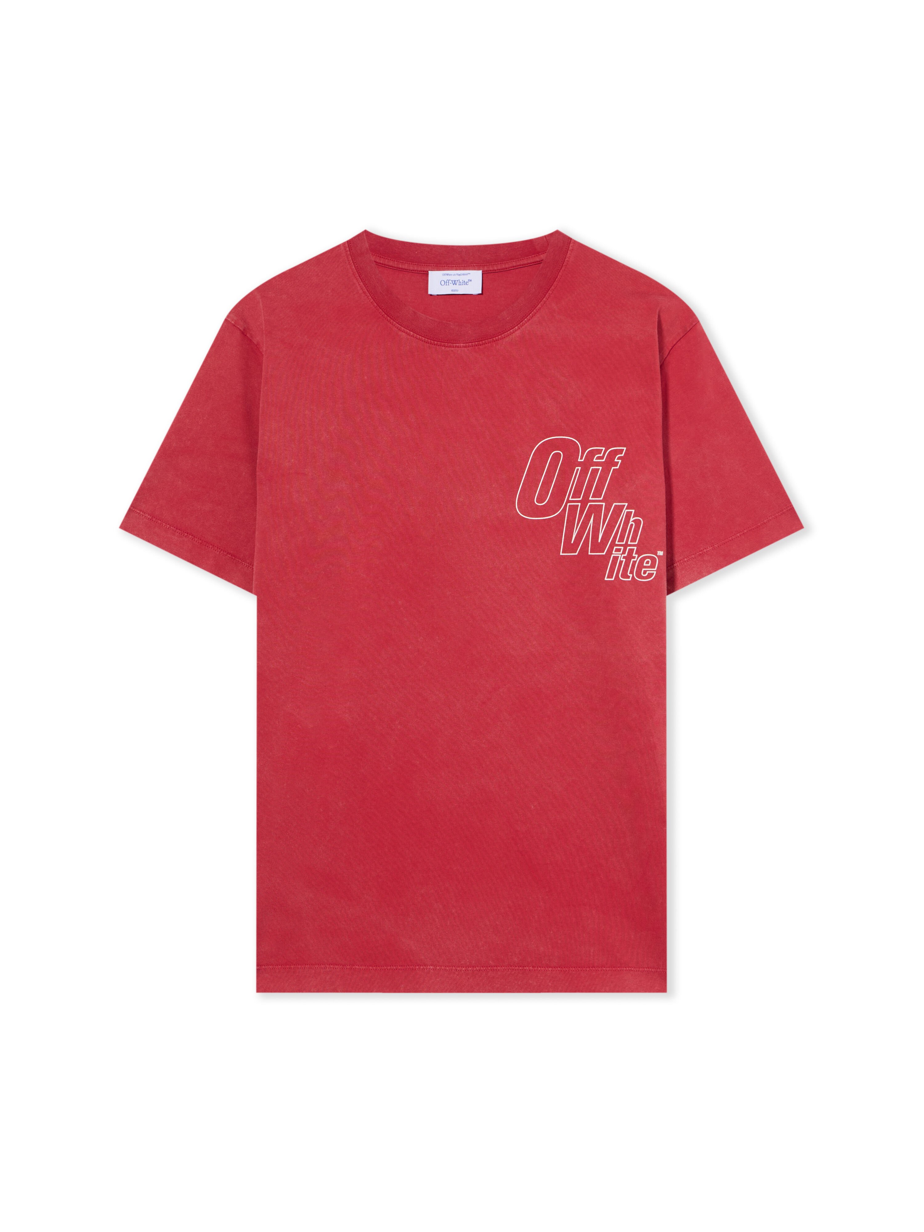 OFF WHITE Outline Arrow Logo Tee Shirt CORAL RED - WHITE OMAA027F25JER00D