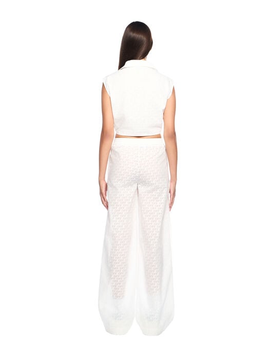 OFF WHITE Off Stamp Wide-Leg Pants WHITE - YELLOW OWCA196T25FAB001
