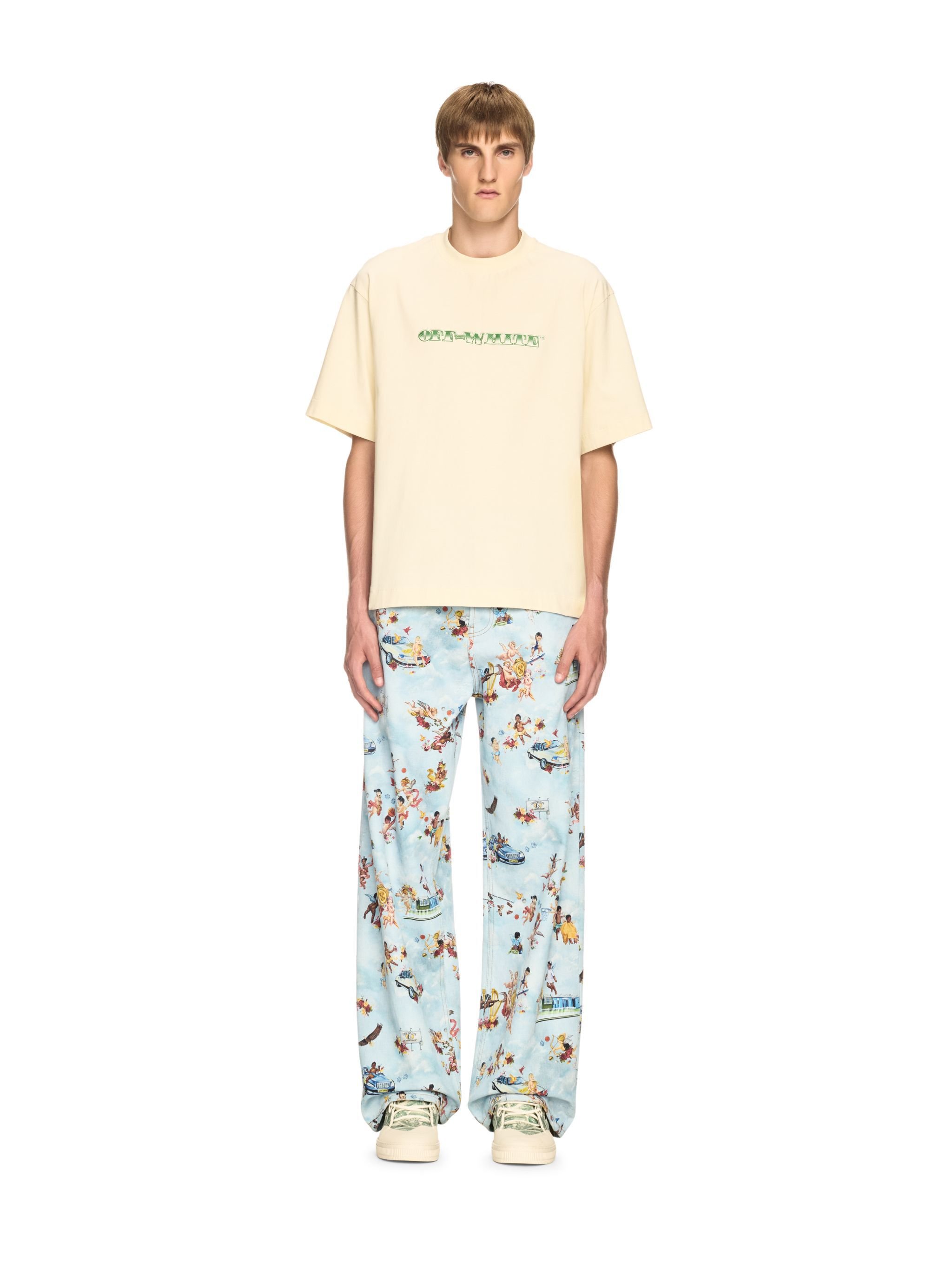 OFF WHITE Creme Geld-Pfeil T-Shirt NEUTRAL OMAA120S25JER00E
