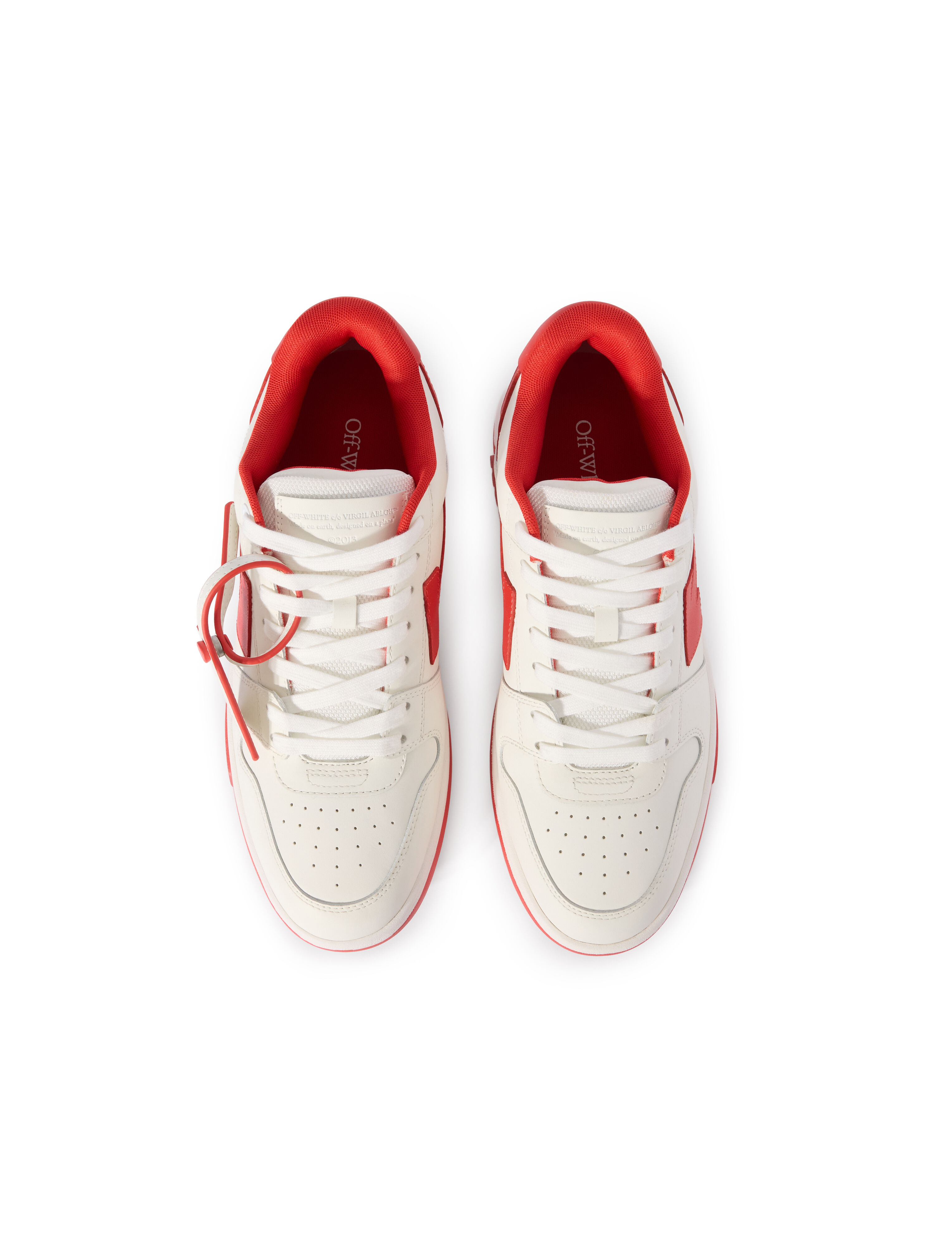 OFF WHITE Out Of Office Leather Sneakers WHITE - RED OMIA189F25LEA001