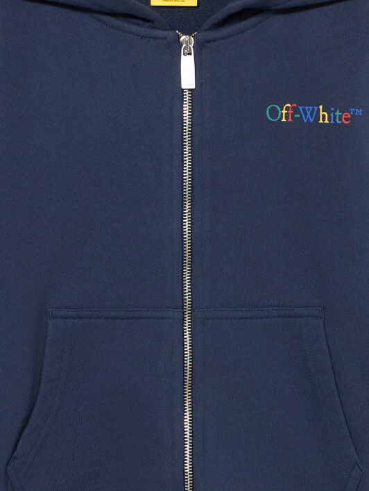 OFF WHITE Arrow Ruler Hoodie Zip NAVY BLUE - MULTICOLOR OBBE001F25FLE004