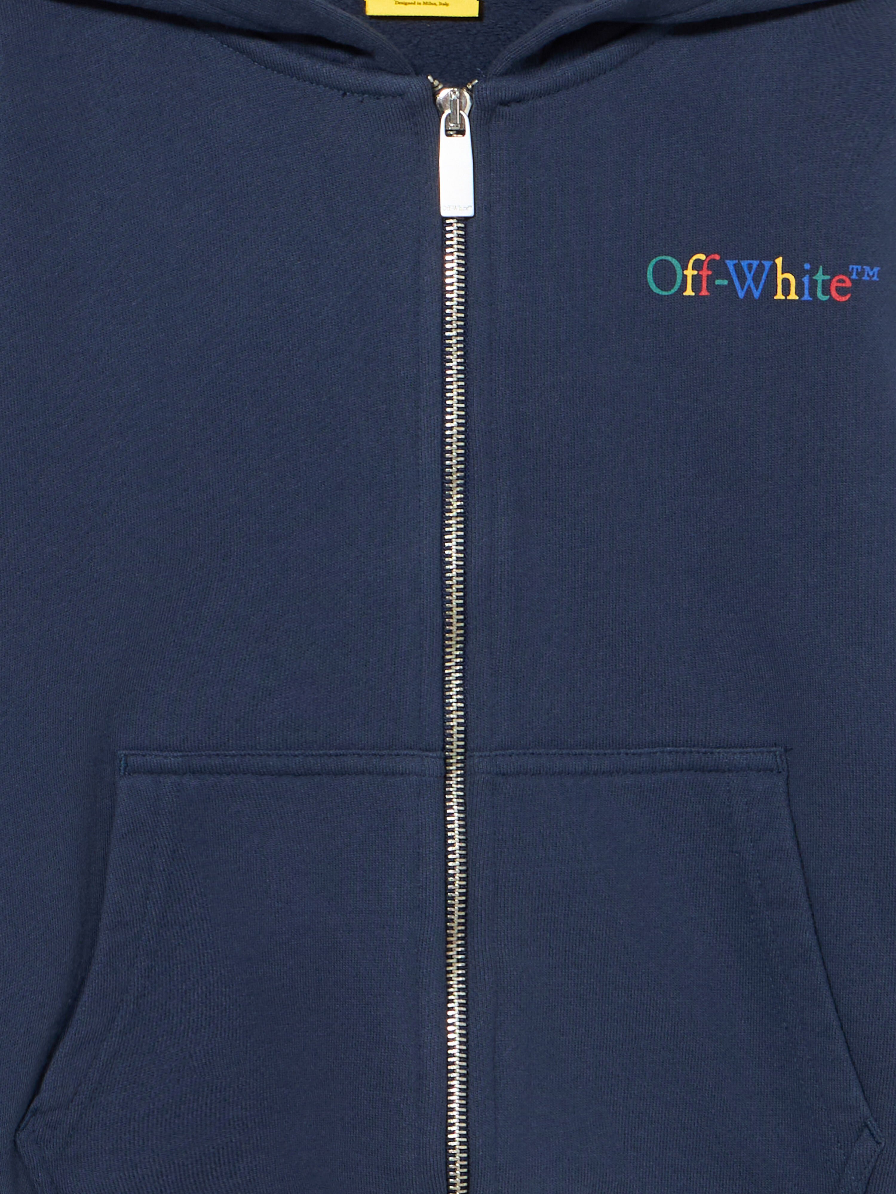 OFF WHITE Arrow Ruler Hoodie Zip NAVY BLUE - MULTICOLOR OBBE001F25FLE004