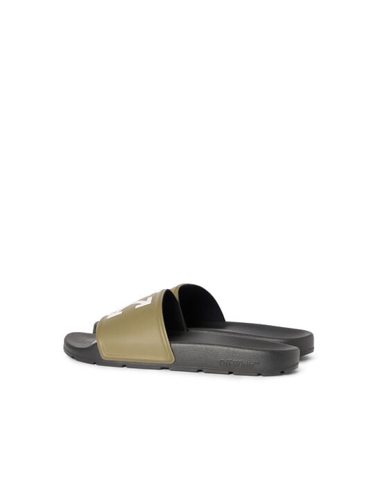 OFF WHITE Arrow Slider BLACK - OLIVE GREEN OMIU003S26MAT001