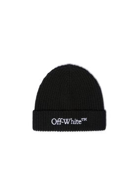 OFF WHITE Bookish Classic Knit Beanie Black - Whit BLACK OMND09BC99LEA001