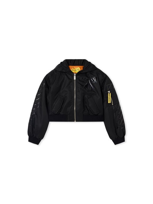 Ribbon Diagonals Hooded Cropped Bomber Jacket OFF WHITE Ribbon Diagonals Hooded Cropped Bomber Jacket BLACK 44GEH005F26F001