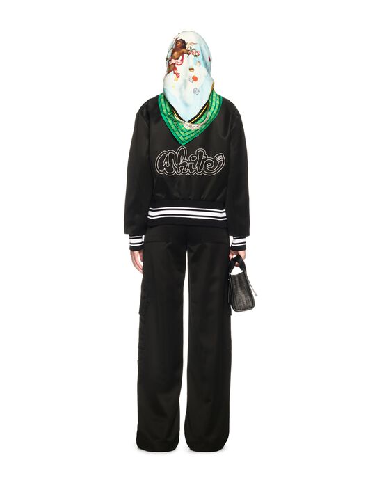 OFF WHITE Giacca Varsity In Raso Nero/Bianco NERO OWEK00FS25FAB001
