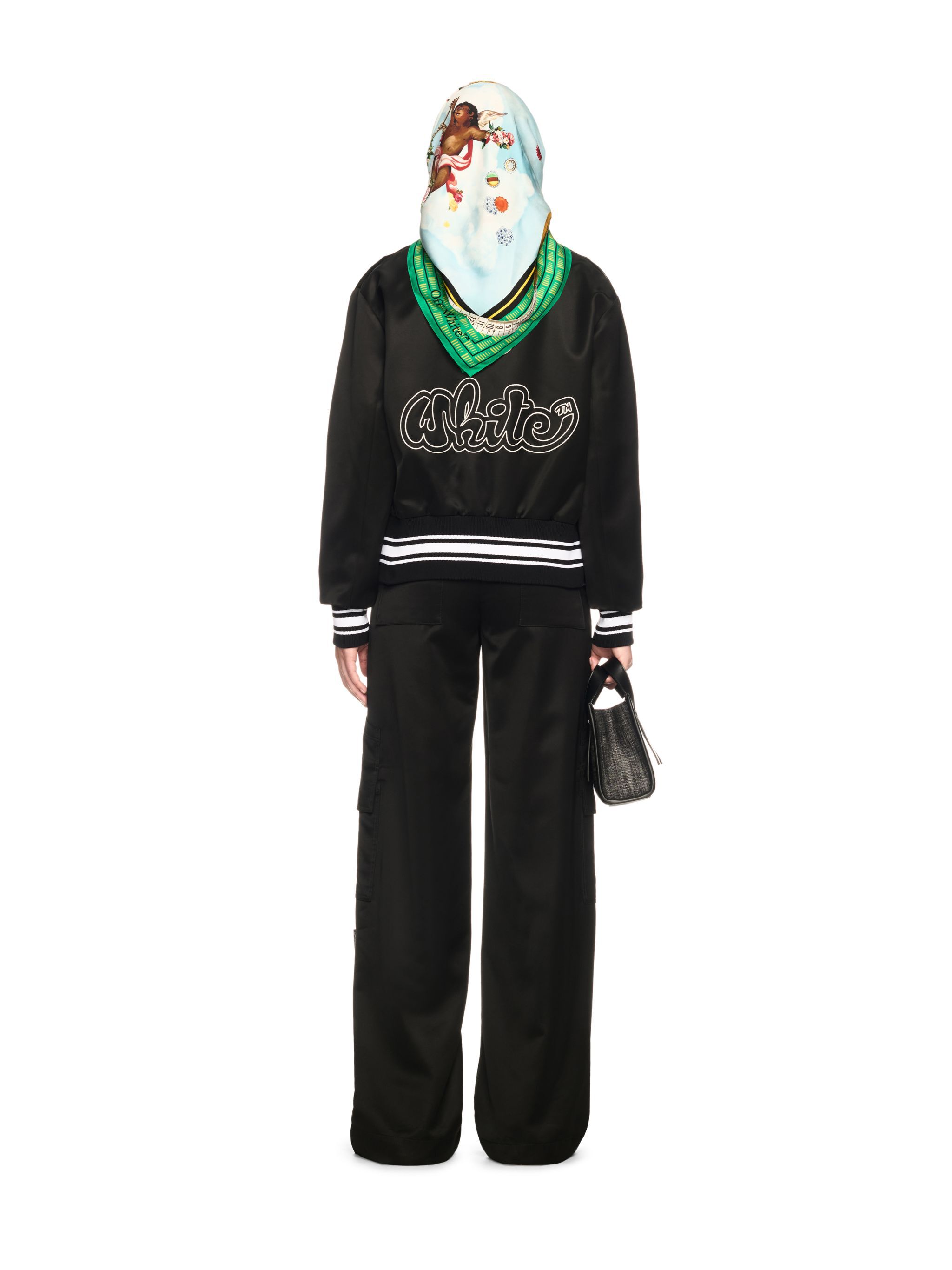 OFF WHITE Giacca Varsity In Raso Nero/Bianco NERO OWEK00FS25FAB001