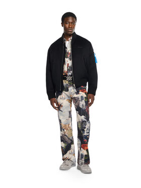 OFF WHITE Quote Bomber Jacket BLACK - DARK GREY OMEH05JF25FAB001