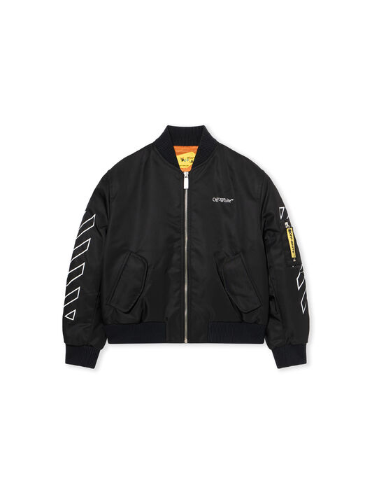 OFF WHITE Bookish Diagonal Bomber Jacket BLACK - WHITE OBEH002F25FAB001
