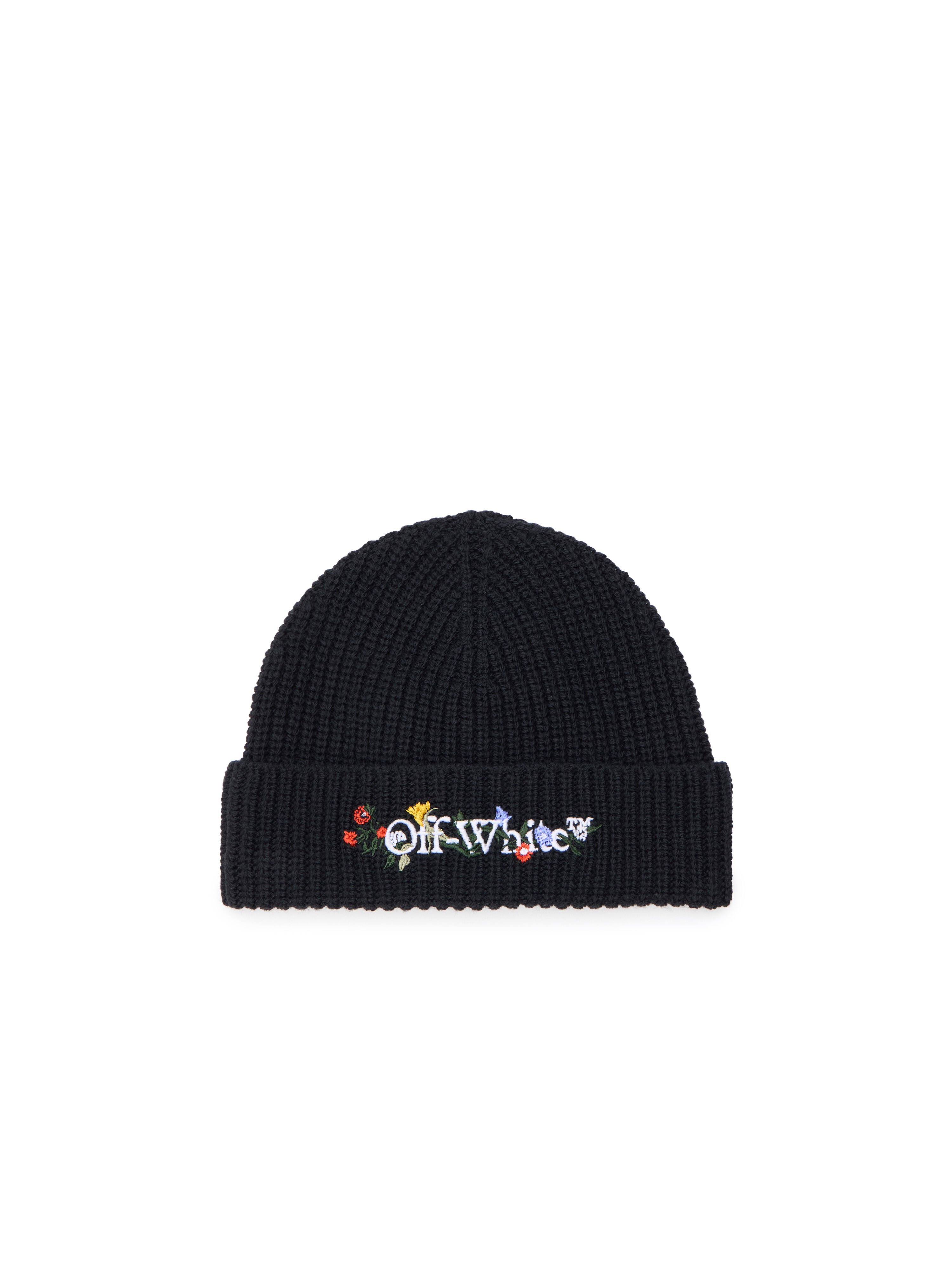 Floral Embroidered Beanie OFF WHITE Floral Embroidered Beanie BLACK - MULTICOLOR OWLC017F25KNI001