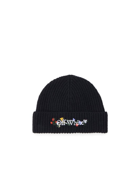 Floral Embroidered Beanie OFF WHITE Floral Embroidered Beanie BLACK - MULTICOLOR OWLC017F25KNI001